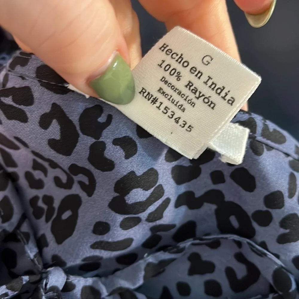 BeachLunchLounge Riley Dress Blue Leopard Animal Print NWT Belt Size Large